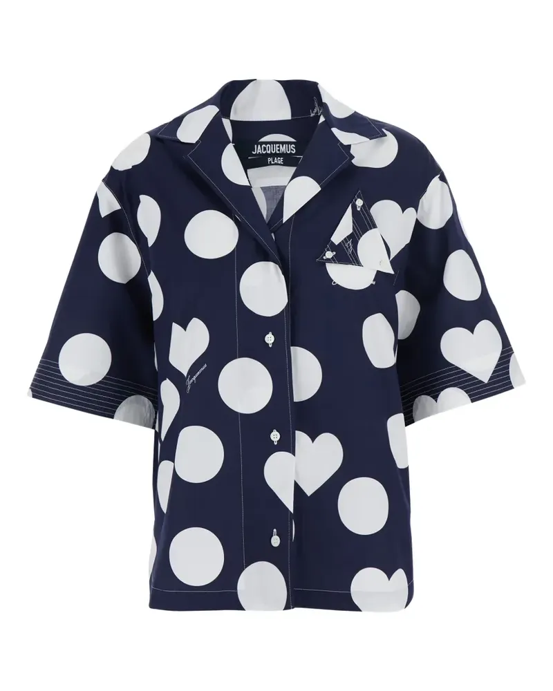 Jacquemus Hemd mit Polka Dot- und Herzprint - Blau Blau
