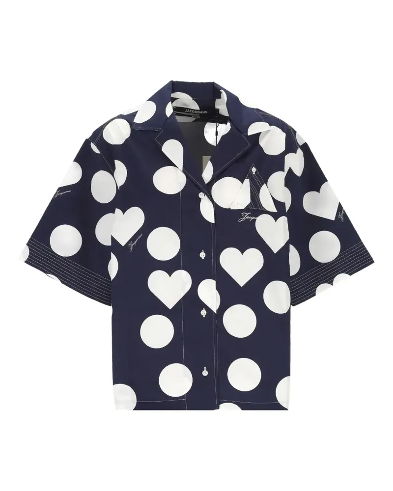 Jacquemus polka-dot heart-print shirt - Blau Blau