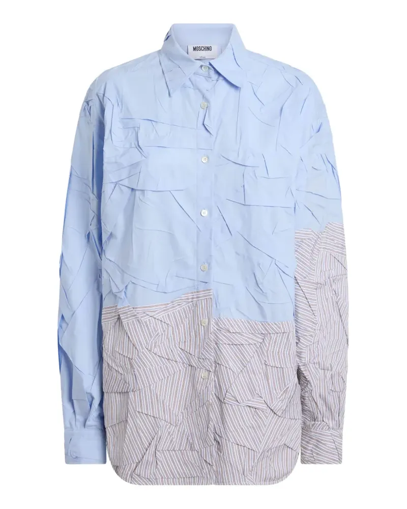 Moschino crinkled-finish striped shirt - Blau Blau