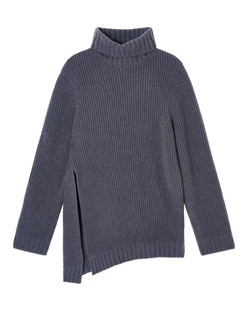 Giorgio Armani Asymmetrischer Pullover aus Rippstrick - Blau Blau