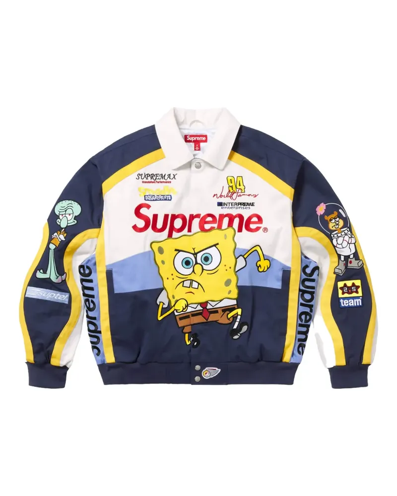 Supreme Being x SpongeBob Square Pants Jeff Hamilton Jacke im Racing-Look - Weiß Weiß