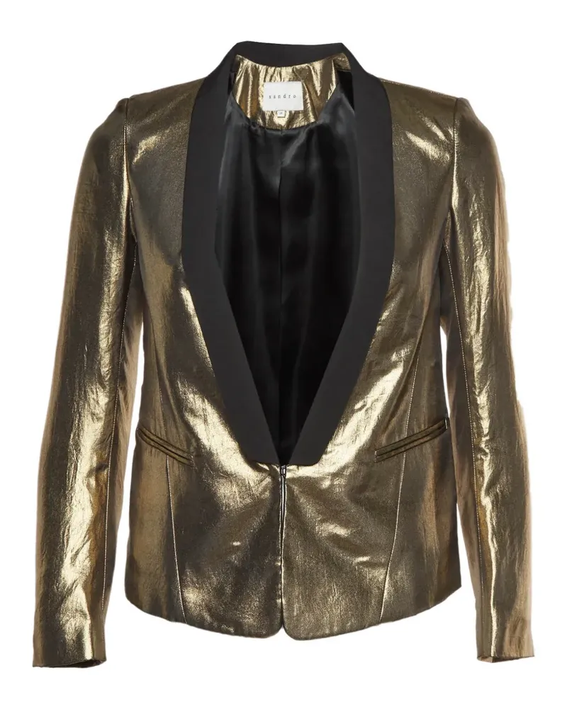 Sandro asymmetric lamé blazer - Gold Gold