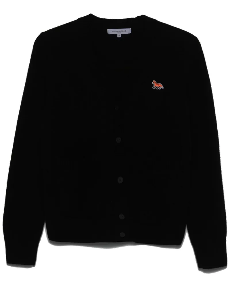 Kitsuné Cardigan mit Fuchsbaby-Patch - Schwarz Schwarz