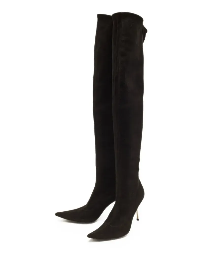 Sergio Rossi Kniehohe Stiefel mit spitzer Kappe - Schwarz Schwarz