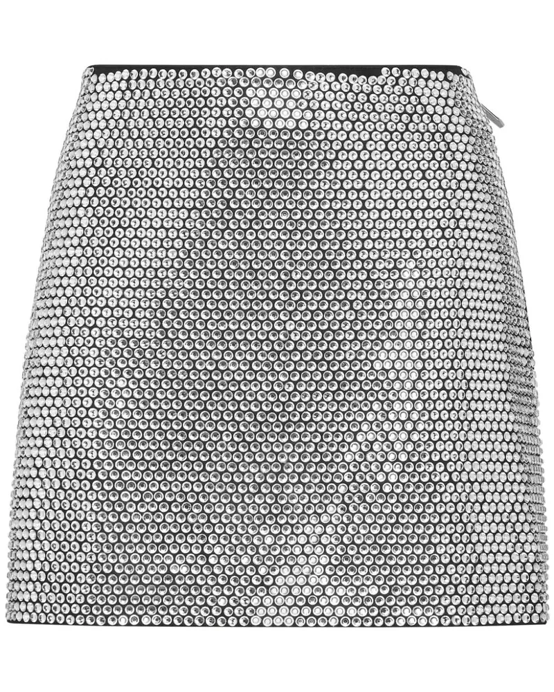 Philipp Plein Leder-Minirock mit Kristallen - Schwarz Schwarz