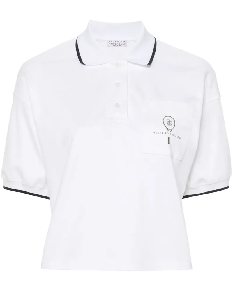 Brunello Cucinelli Klassisches Cropped-Poloshirt - Weiß Weiß