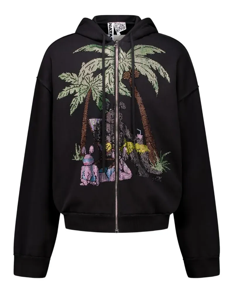 Natasha Zinko rhinestone-embellished zip-up hoodie - Schwarz Schwarz