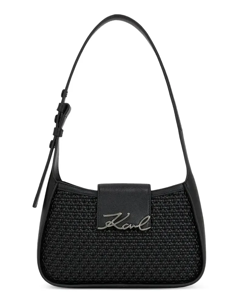Karl Lagerfeld Schultertasche mit Webmuster - Schwarz Schwarz