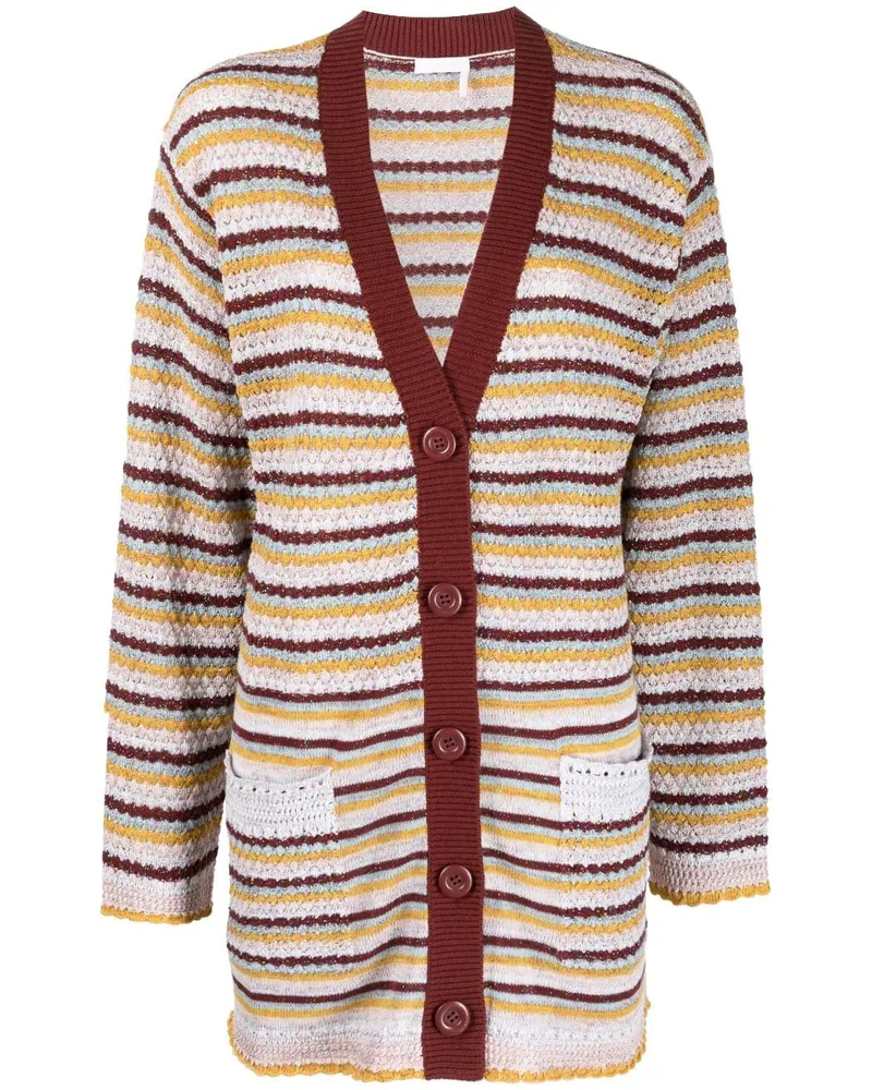 See by Chloé striped knitted cardigan Rot