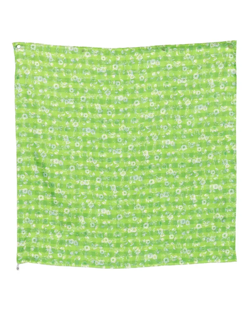 Loewe floral-print gingham scarf - Grün Grün