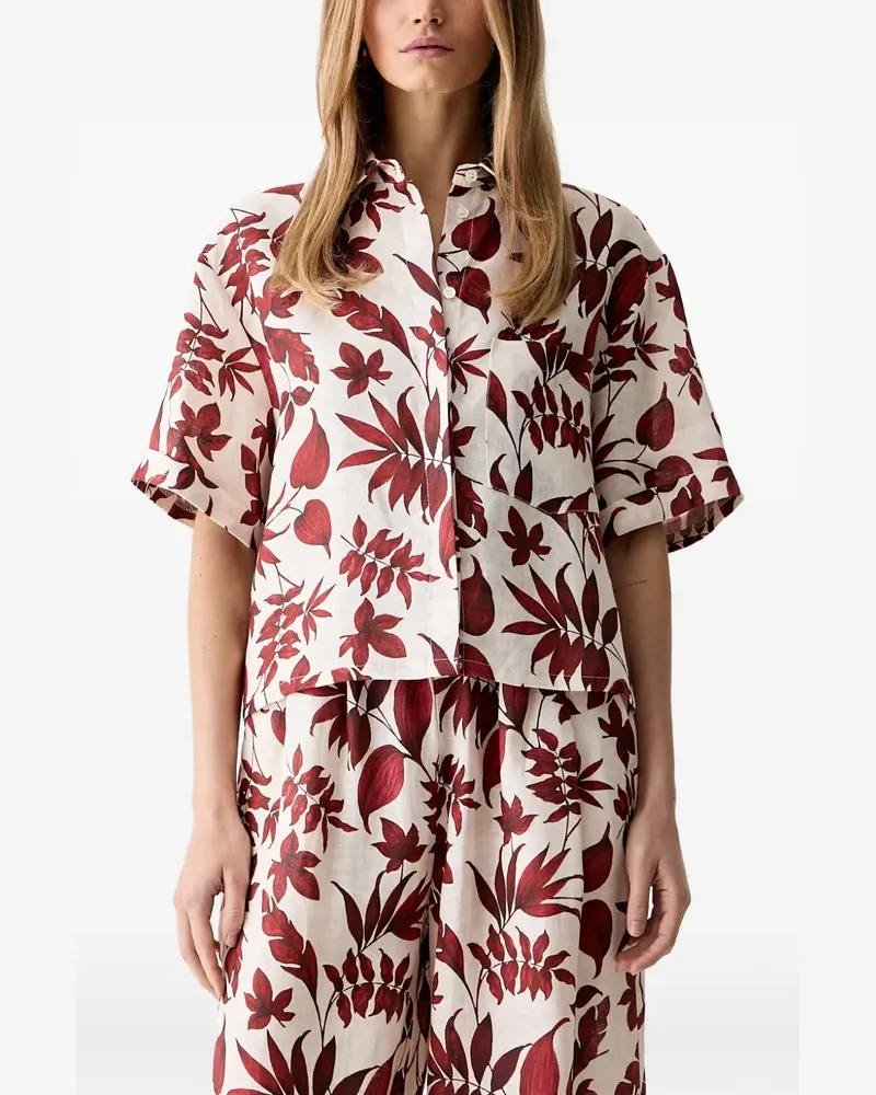 VICOLO leaf-print short-sleeve shirt - Nude Nude