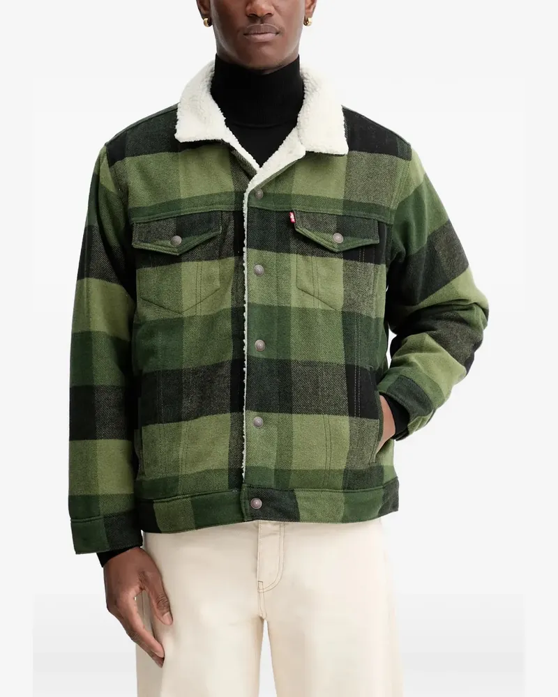 Levi's check-pattern shearling-collar jacket - Grün Grün