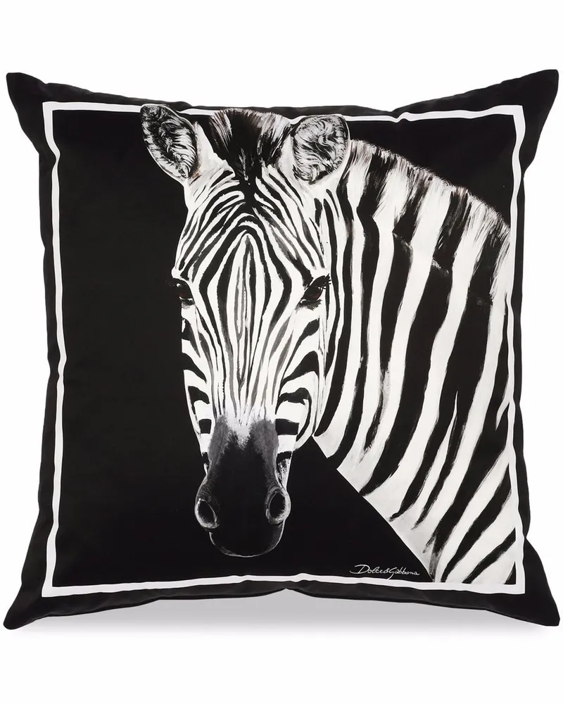 Dolce & Gabbana Mittelgroßes Kissen mit Zebra-Print - Schwarz Schwarz