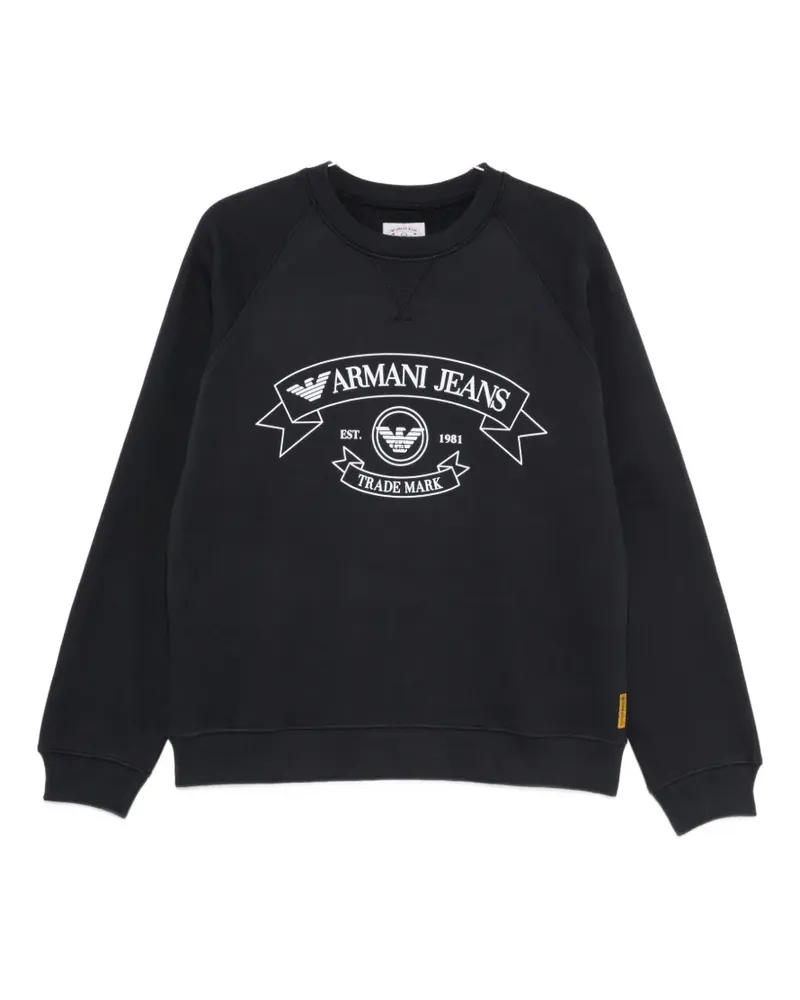Emporio Armani logo-print raglan-sleeve sweater - Blau Blau