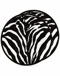 Dolce & Gabbana Zwei Porzellanteller mit Zebra-Print Schwarz