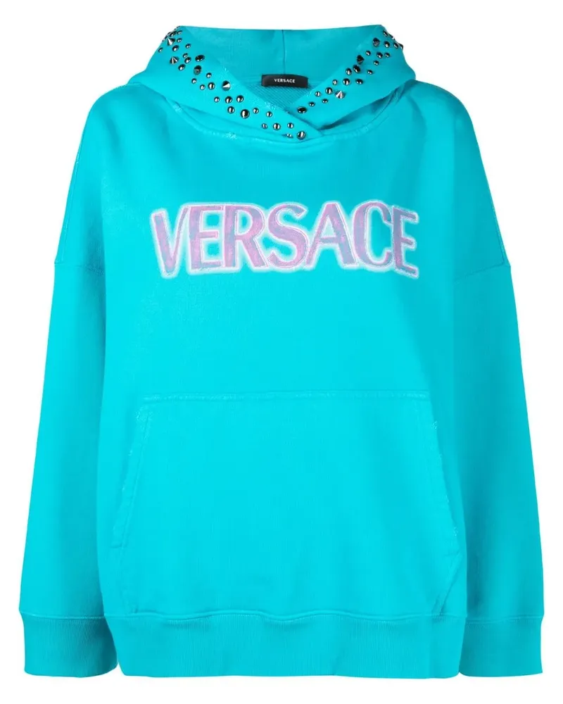 Versace Hoodie mit Logo-Print - Blau Blau