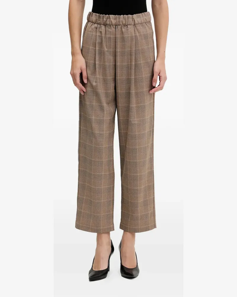 Sisley elasticated checked cropped trousers - Braun Braun