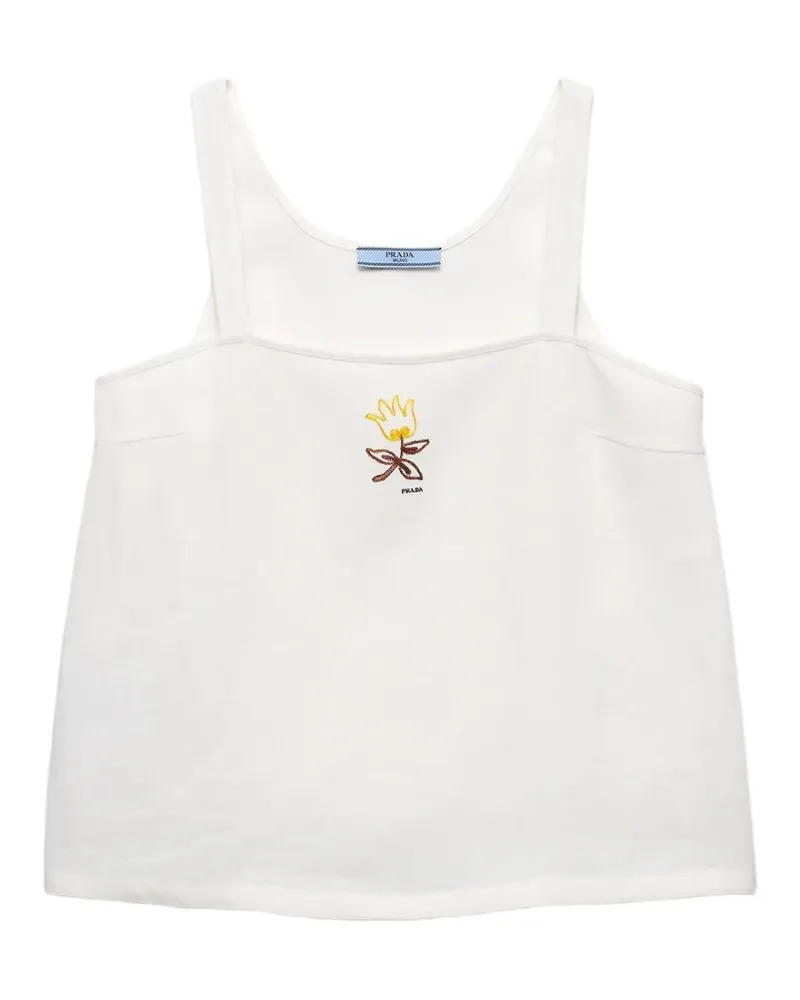Prada embroidered linen top - Weiß Weiß