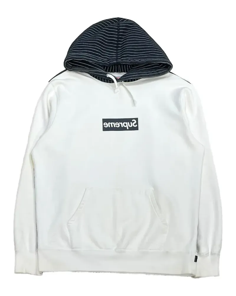Supreme Being x Comme des Garçons gestreifter Hoodie - Weiß Weiß