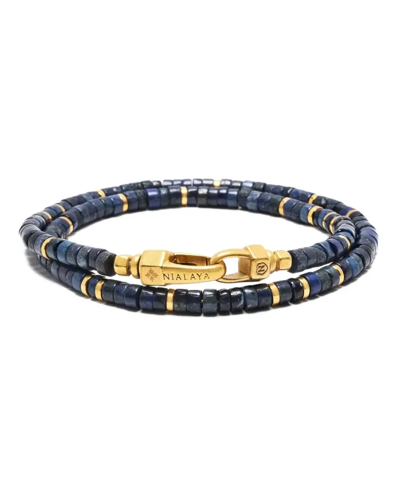 Nialaya wrap lapis lazuli heishi bracelet - Blau Blau