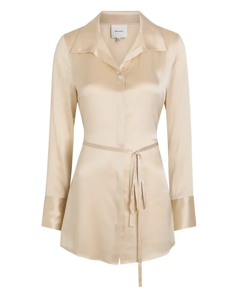 Reformation tie-waist long-sleeved blouse - Nude Nude