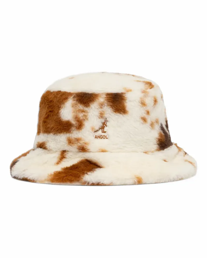 Kangol Fischerhut aus Faux Fur mit Kuh-Print - Nude Nude