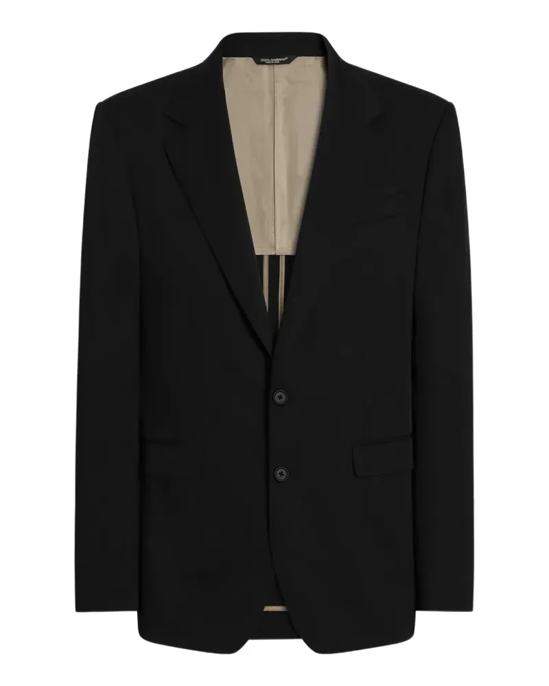 Dolce & Gabbana Einreihige Taormina Jacke aus technischer Wolle - Schwarz Schwarz