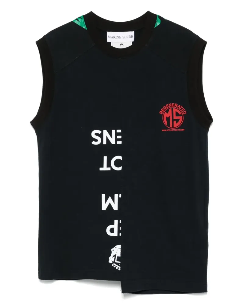 Marine Serre Tanktop mit Regenerated-Grafik - Schwarz Schwarz