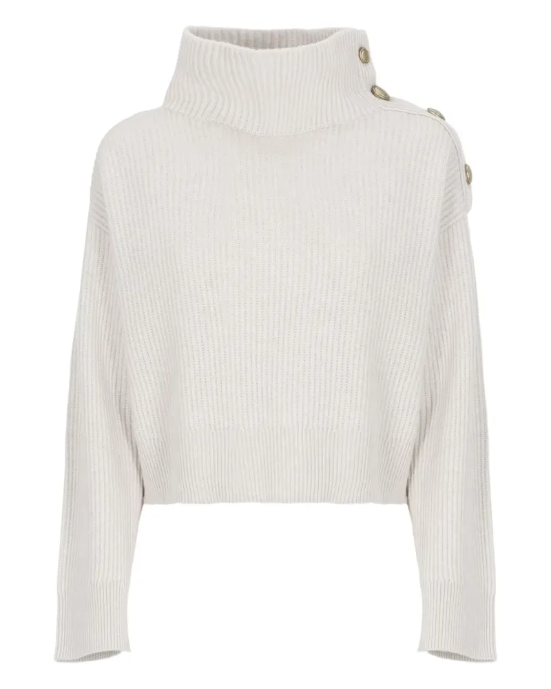 Brunello Cucinelli Gerippter Rollkragenpullover - Weiß Weiß