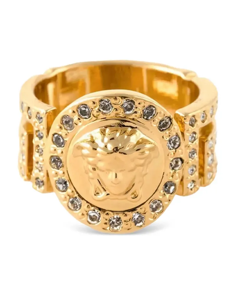 Versace La Medusa Ring mit Kristallverzierung - Gold Gold