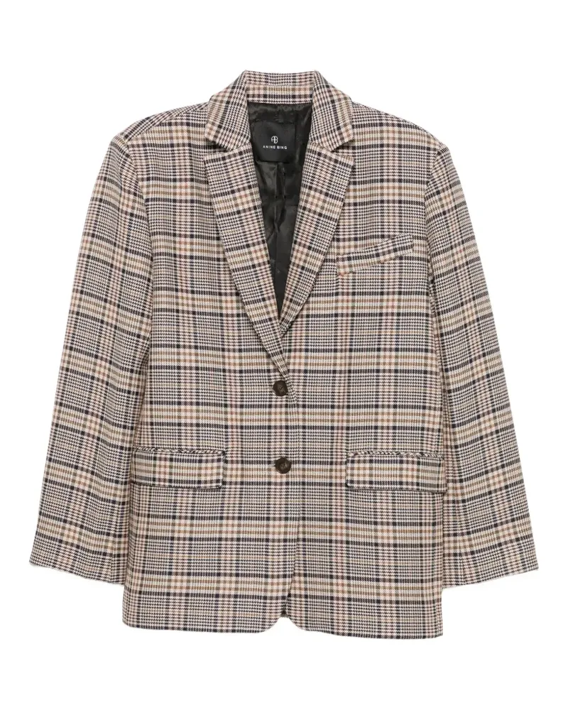 Anine Bing Quinn check-pattern single-breasted blazer - Nude Nude
