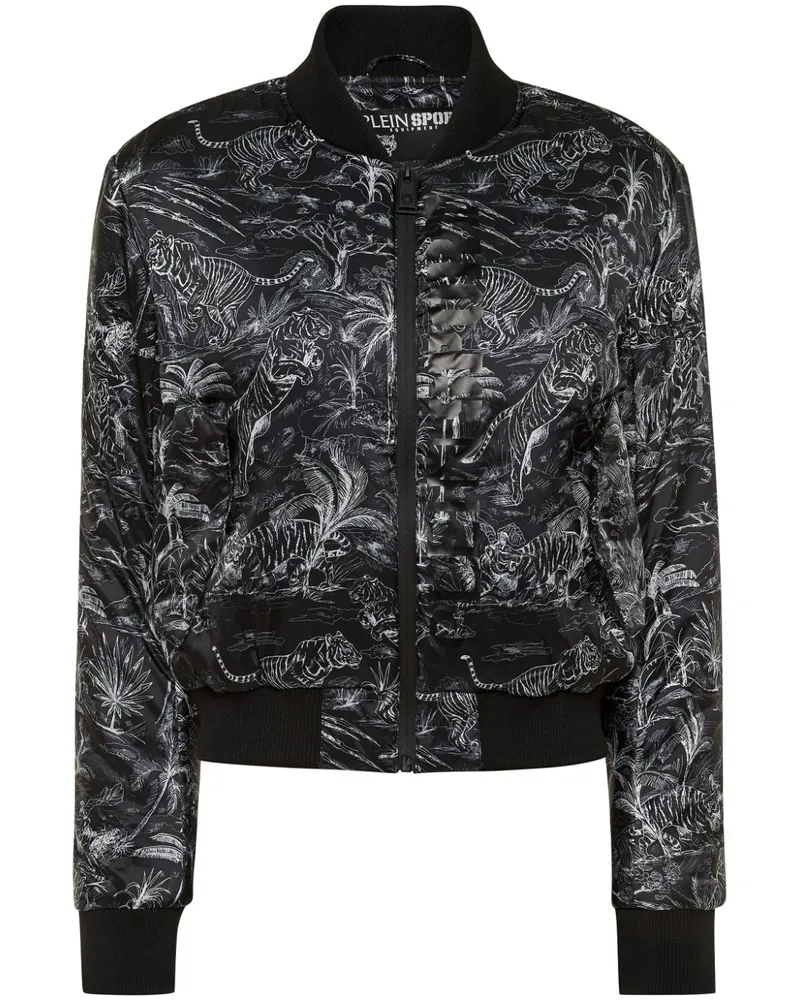 Philipp Plein Bomberjacke mit Dschungel-Print - Schwarz Schwarz