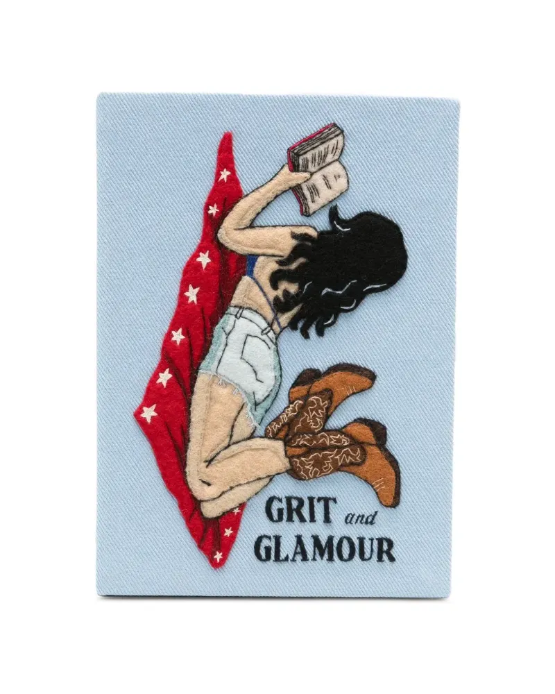 Olympia Le-Tan Grit and Glamour Clutch mit Stickerei - Blau Blau