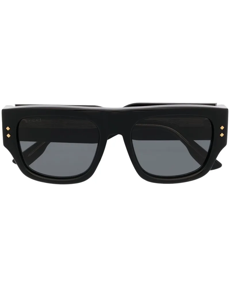 Gucci Eckige Sonnenbrille mit Nieten - Schwarz Schwarz