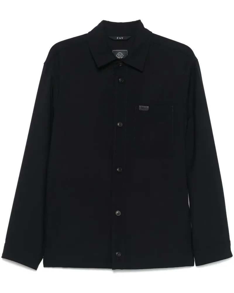 Fay Hemdjacke aus Wolle - Blau Blau