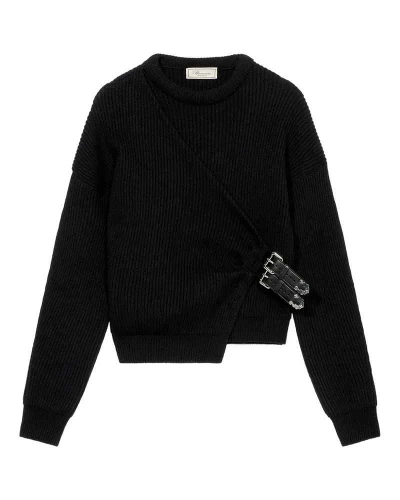 Blumarine Gerippter Pullover mit Schnallenverschluss - Schwarz Schwarz