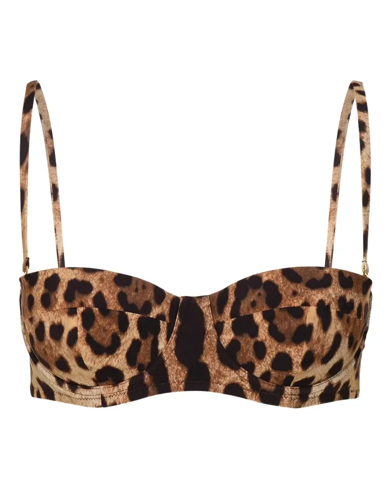 Dolce & Gabbana Leopardo-print balcony bikini top - Nude Nude