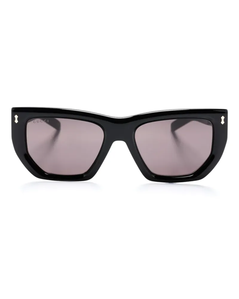 Gucci Sonnenbrille mit geometrischem Gestell - Schwarz Schwarz