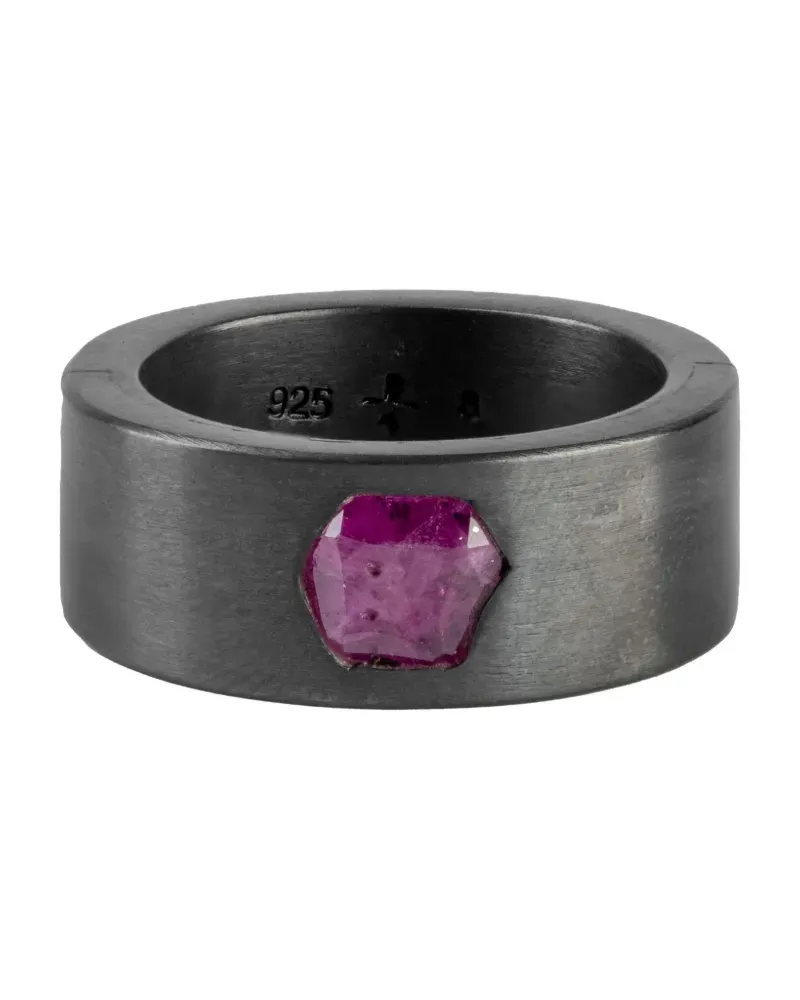 Parts Of Four Sistema Ring aus oxidiertem Silber mit Rubin - Schwarz Schwarz