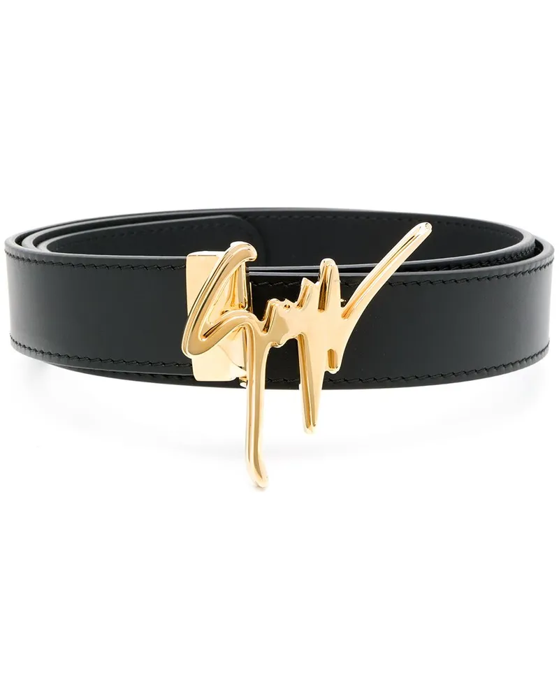 Giuseppe Zanotti Gürtel mit Logo-Schild - Schwarz Schwarz
