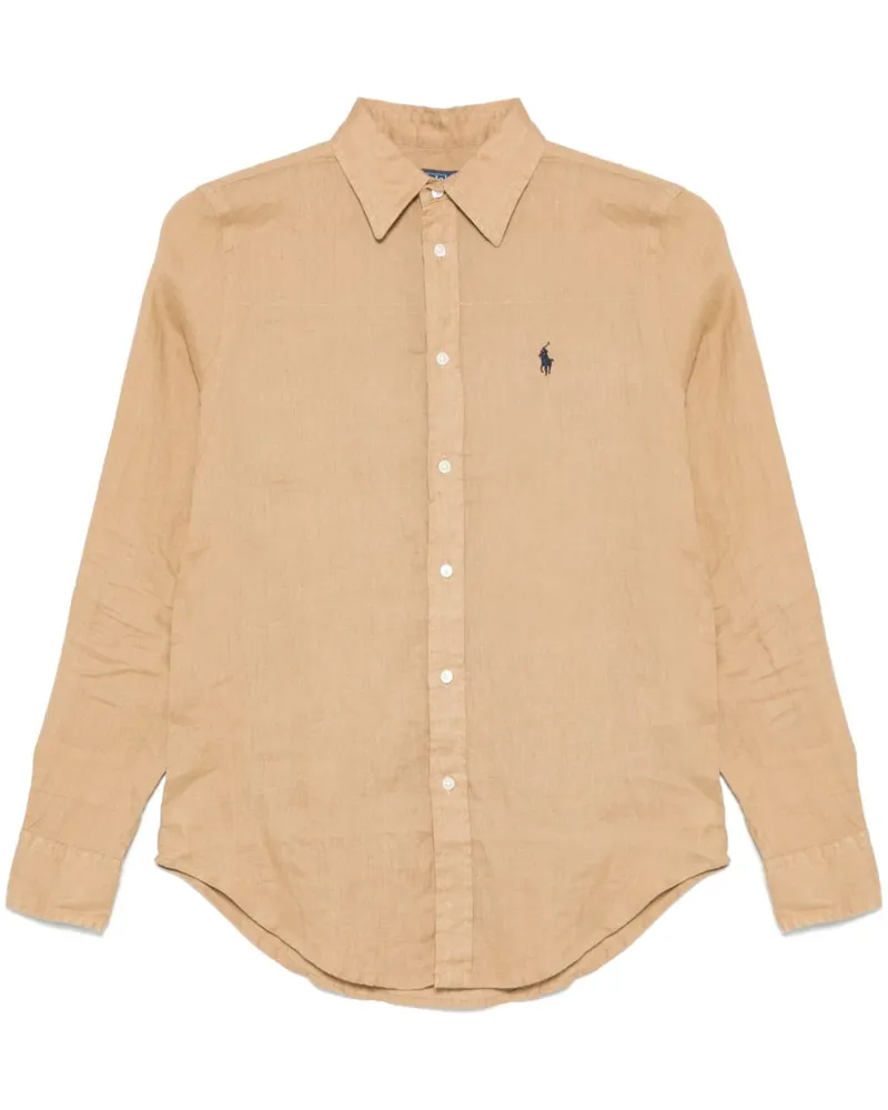 Ralph Lauren Leinenhemd mit Polo Pony - Nude Nude