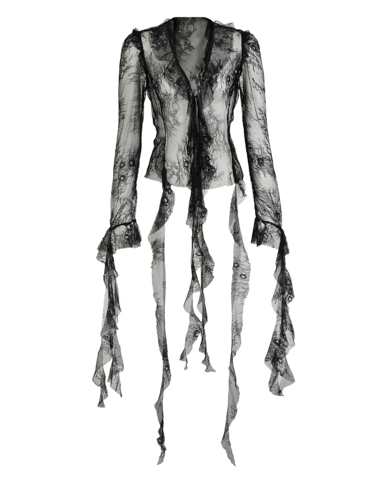 BANANHOT Alana ruffled shirt - Schwarz Schwarz