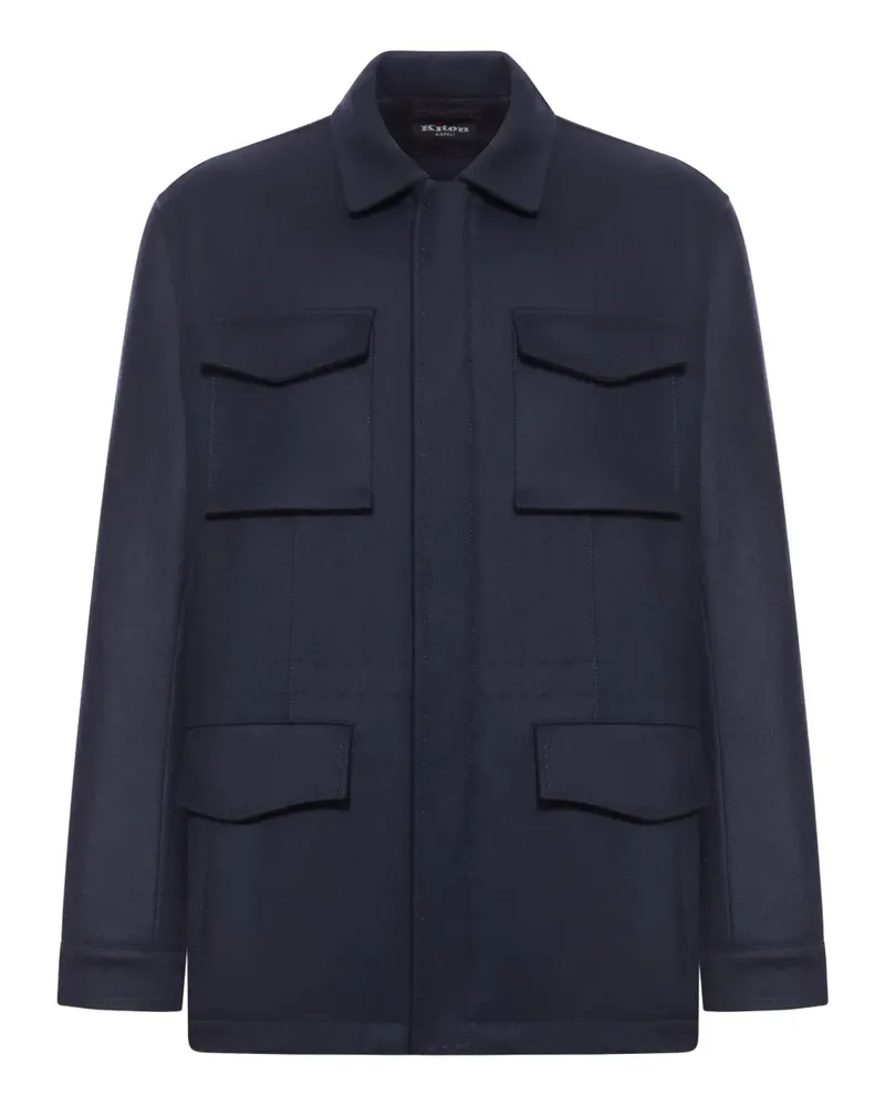 Kiton Kaschmirmantel mit Klappentasche - Blau Blau