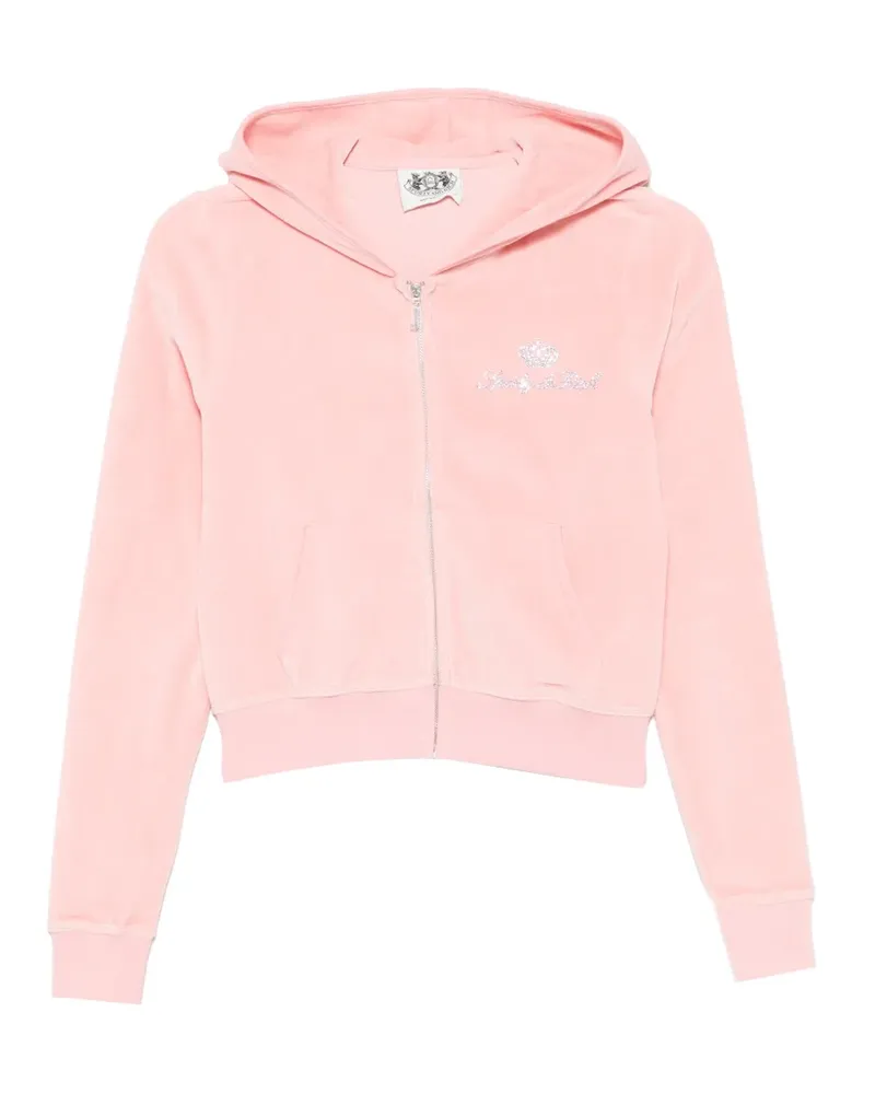 SPORTY & RICH x Juicy Couture rhinestone-embellished velour hoodie - Rosa Rosa