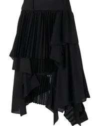 Sacai Asymmetrischer Faltenrock Schwarz