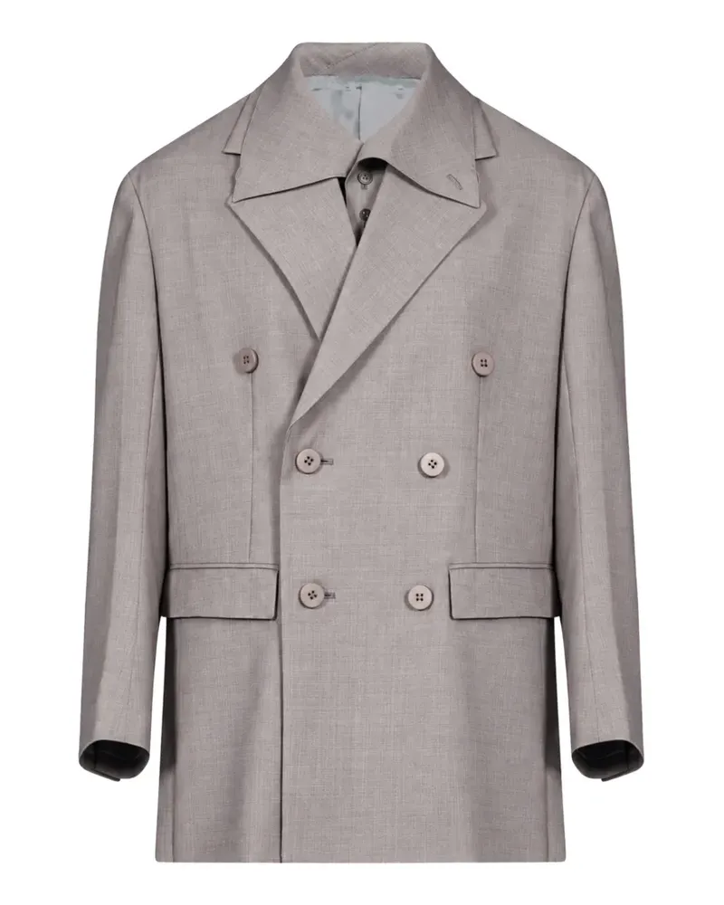 Issey Miyake Honest Ensemble double-breasted peak-lapel blazer - Grau Grau