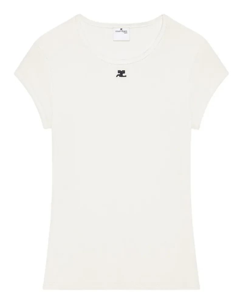 Courrèges T-Shirt mit Logo - Weiß Weiß