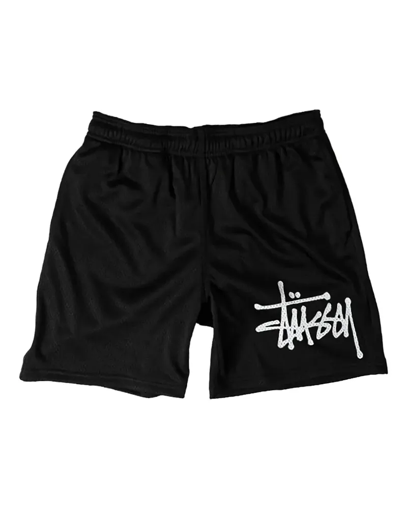 Stüssy logo-print mesh shorts - Schwarz Schwarz
