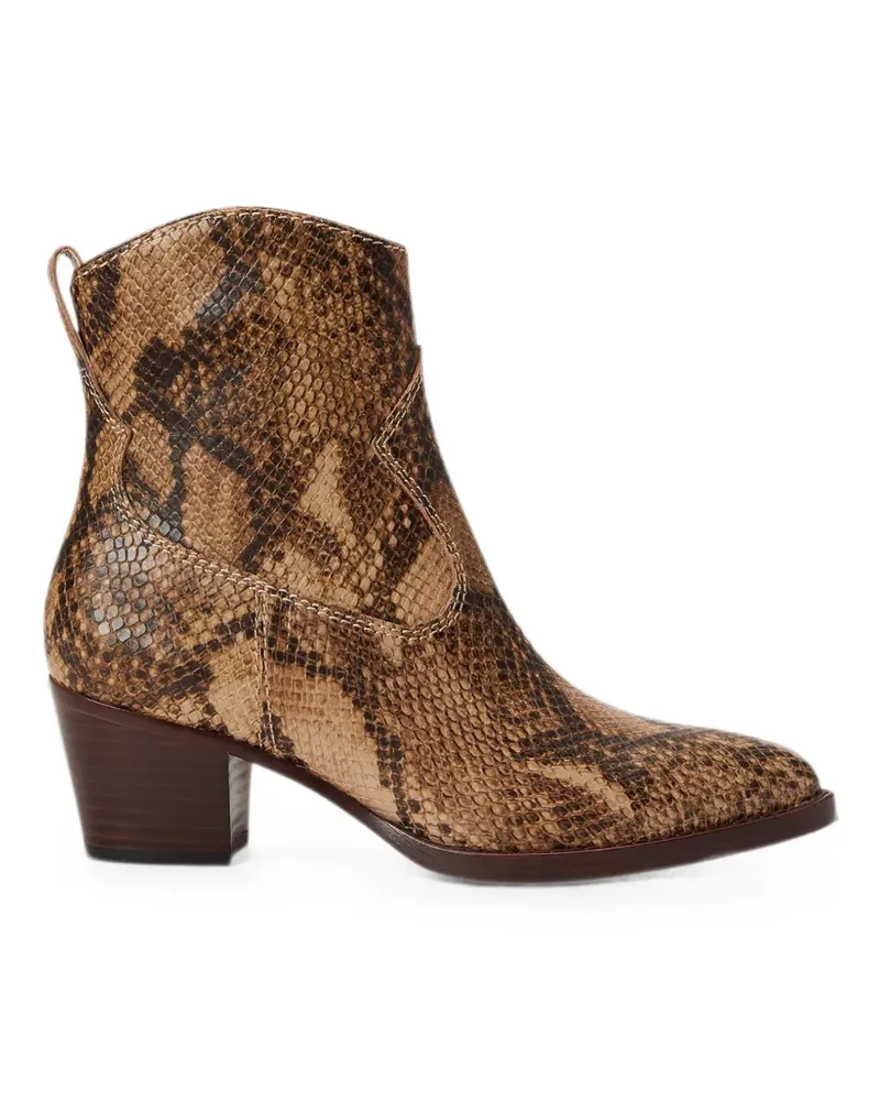Ralph Lauren python-embossed leather ankle boots - Braun Braun