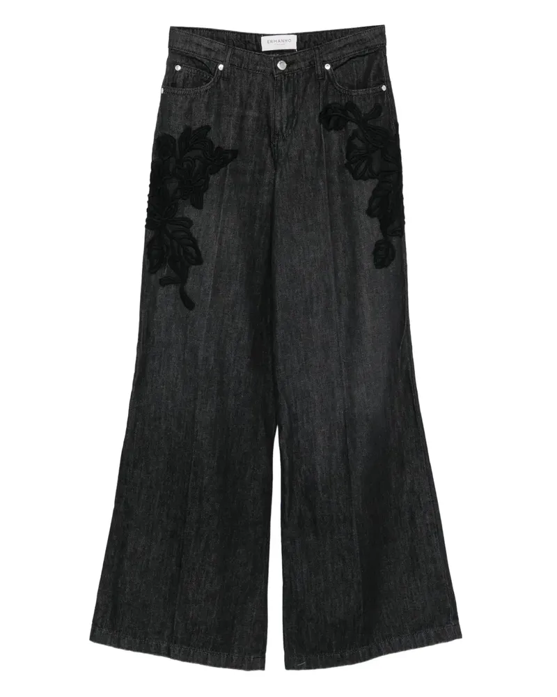 Ermanno Scervino Jeans mit Blumenstickerei - Schwarz Schwarz